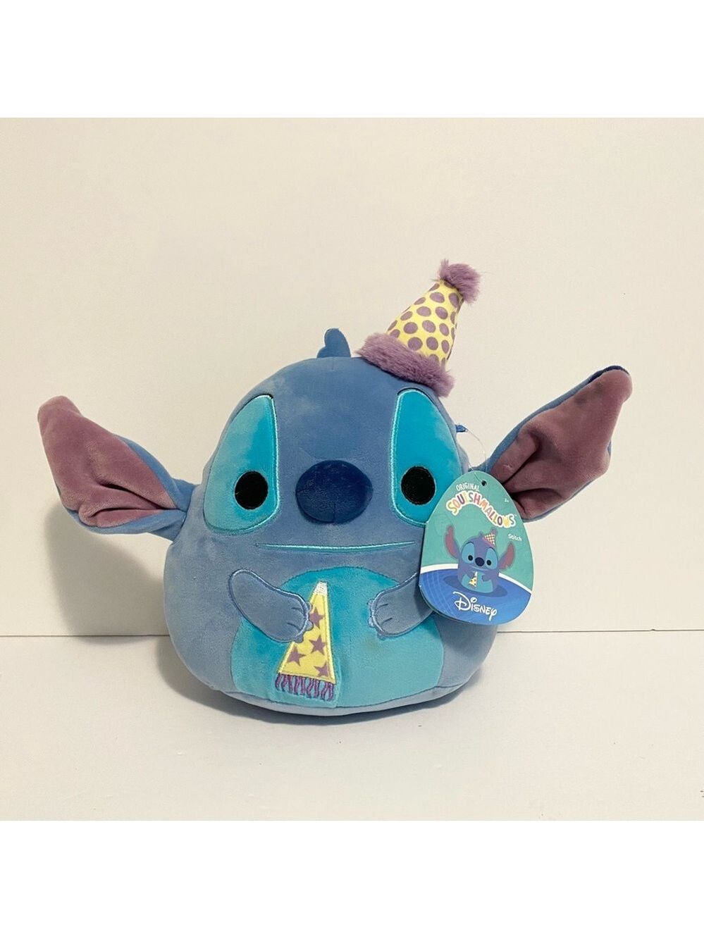 BNWT 8” Disney Stitch with Party Hat Squishmallow Birthday Plush Stuffed Animal